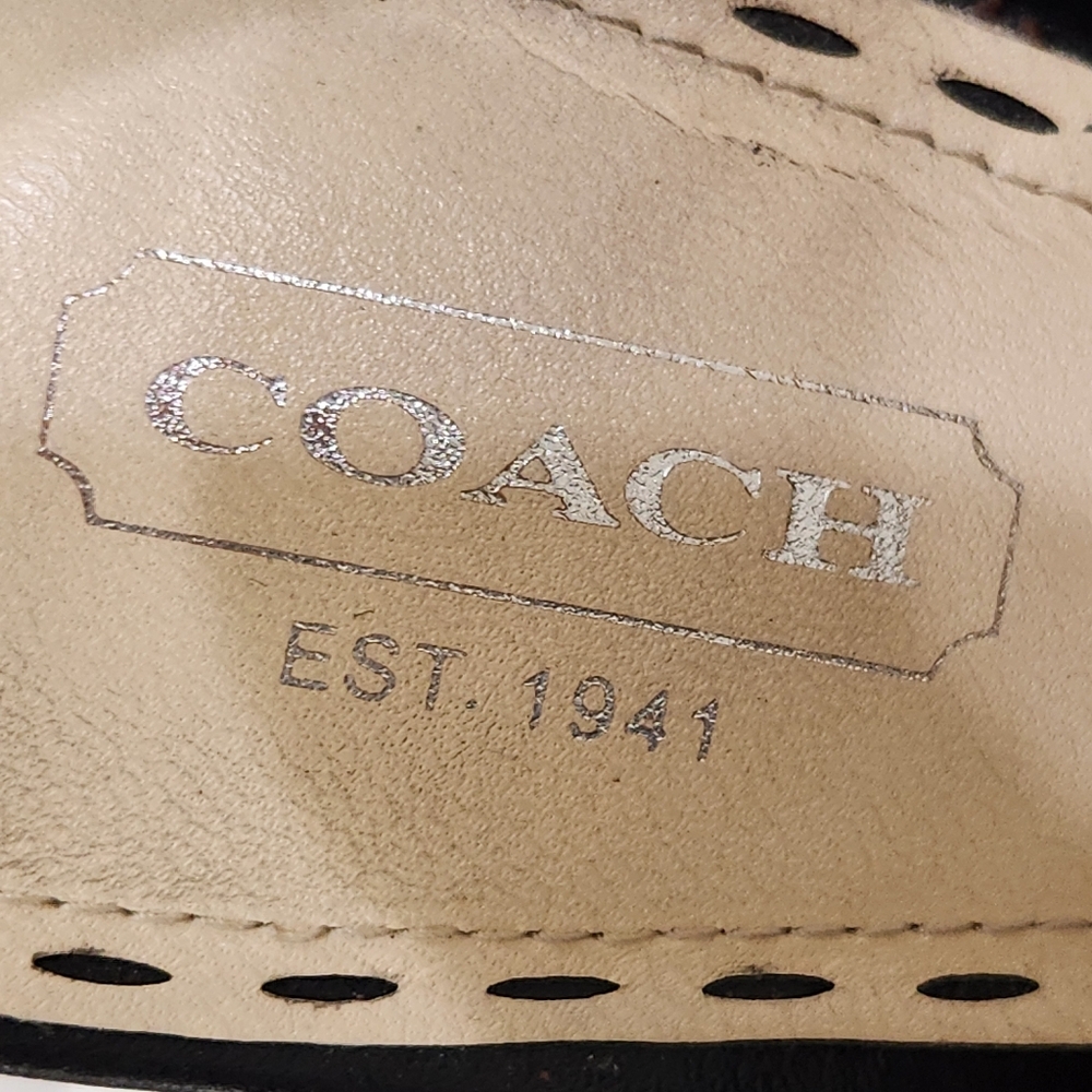 Coach Brynn Leather Platform Sandals - White/Gold 7.5 B - Picture 10 of 10